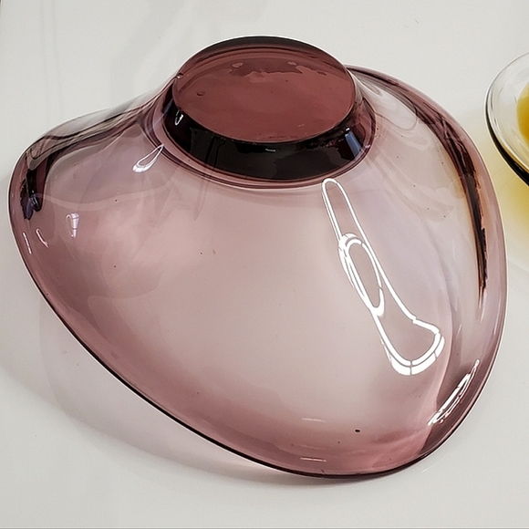 Vntg 10" Amythest & 7 1/2" Amber Art Glass Bowls - Picture 9 of 11